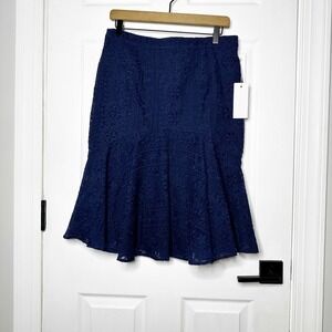 Rachel Parcell Navy Lace Midi Flounce Hem Skirt Size Medium